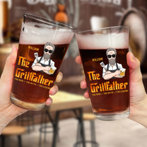 The Grillfather The Man The Myth The Legend - Personalized Beer Glass