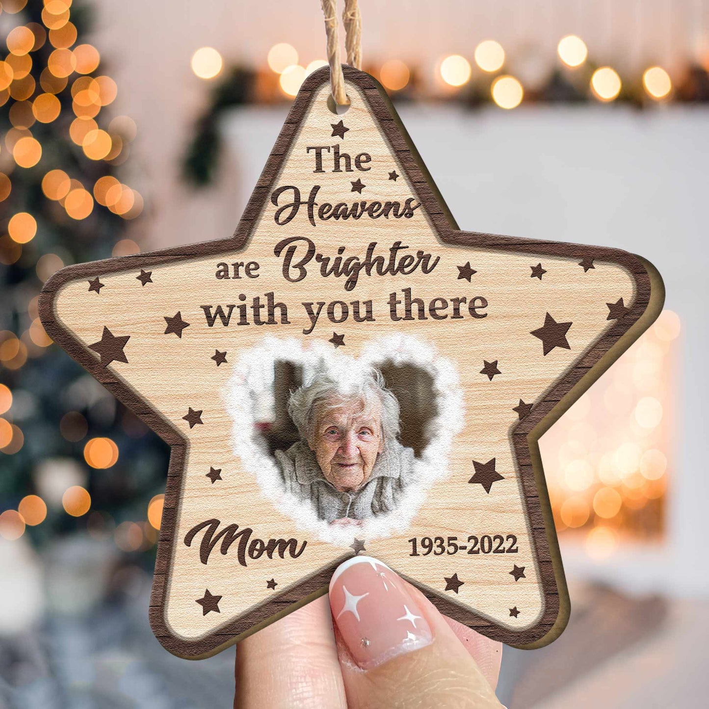 The Heavens Are Brighter With You There - Personalized Wooden Ornament