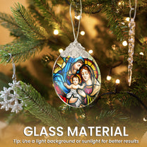 The Holy Family Christmas - Nativity Night - Personalized Glass Ornament With Silver Cap