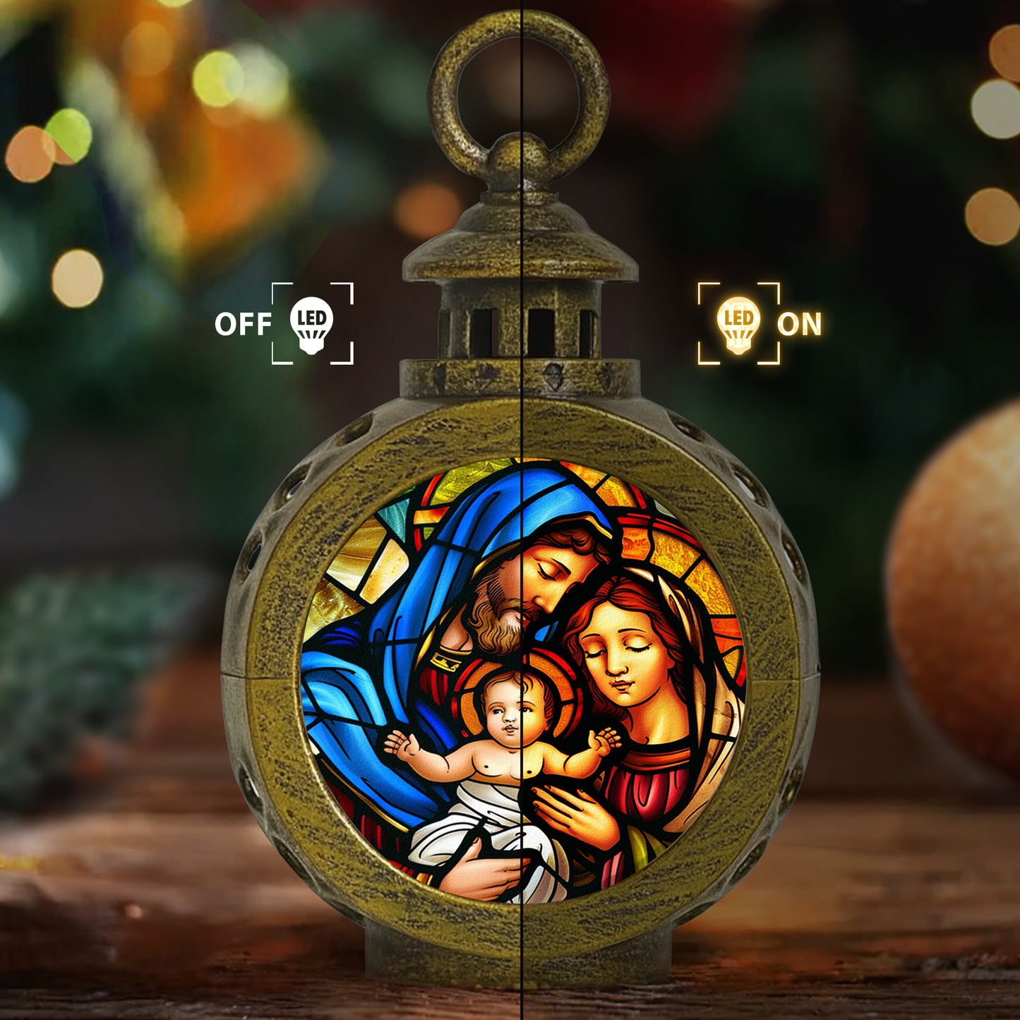The Holy Family Christmas - Nativity Night - Personalized Lantern Night Light