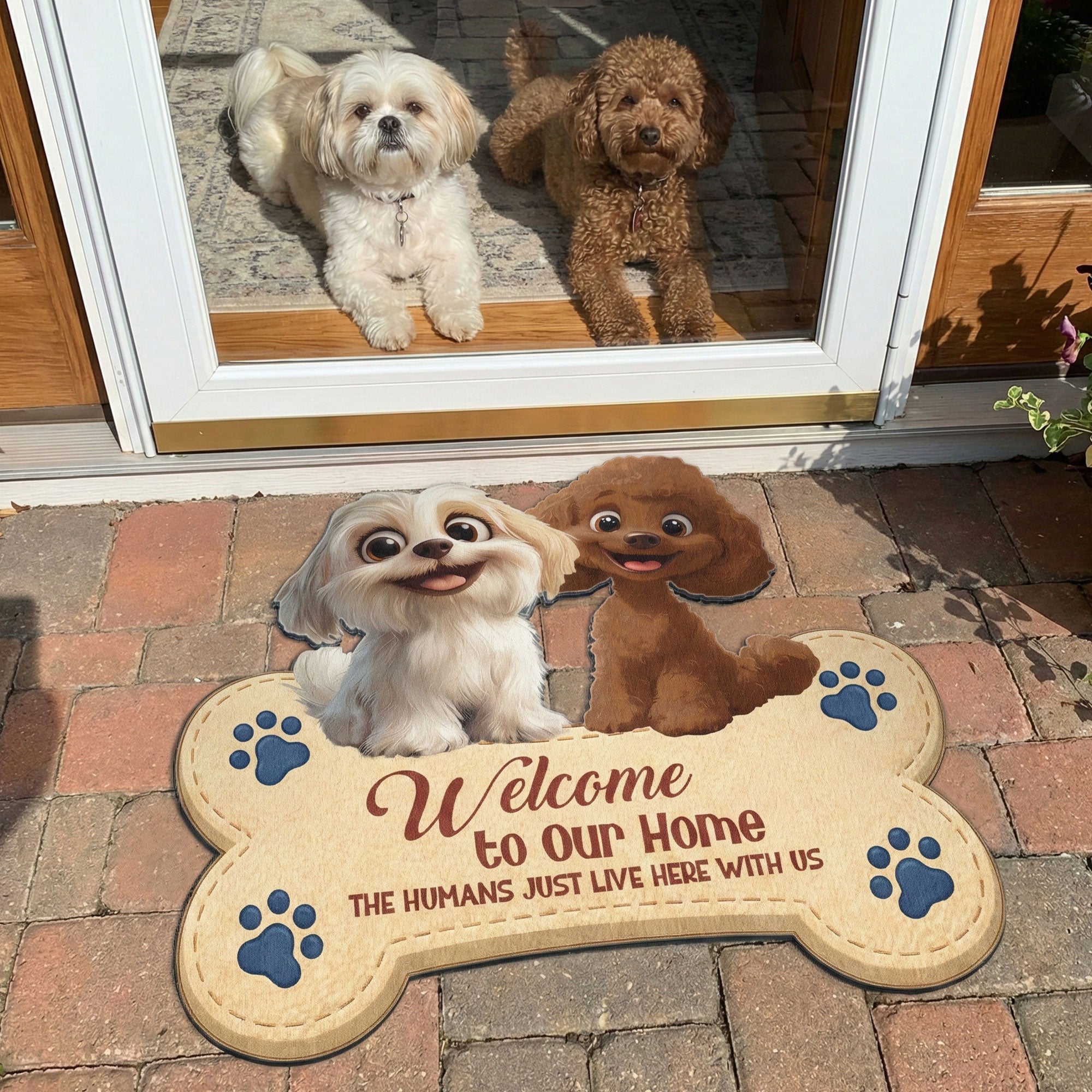The Humans Just Live Here With Us - Personalized Doormat