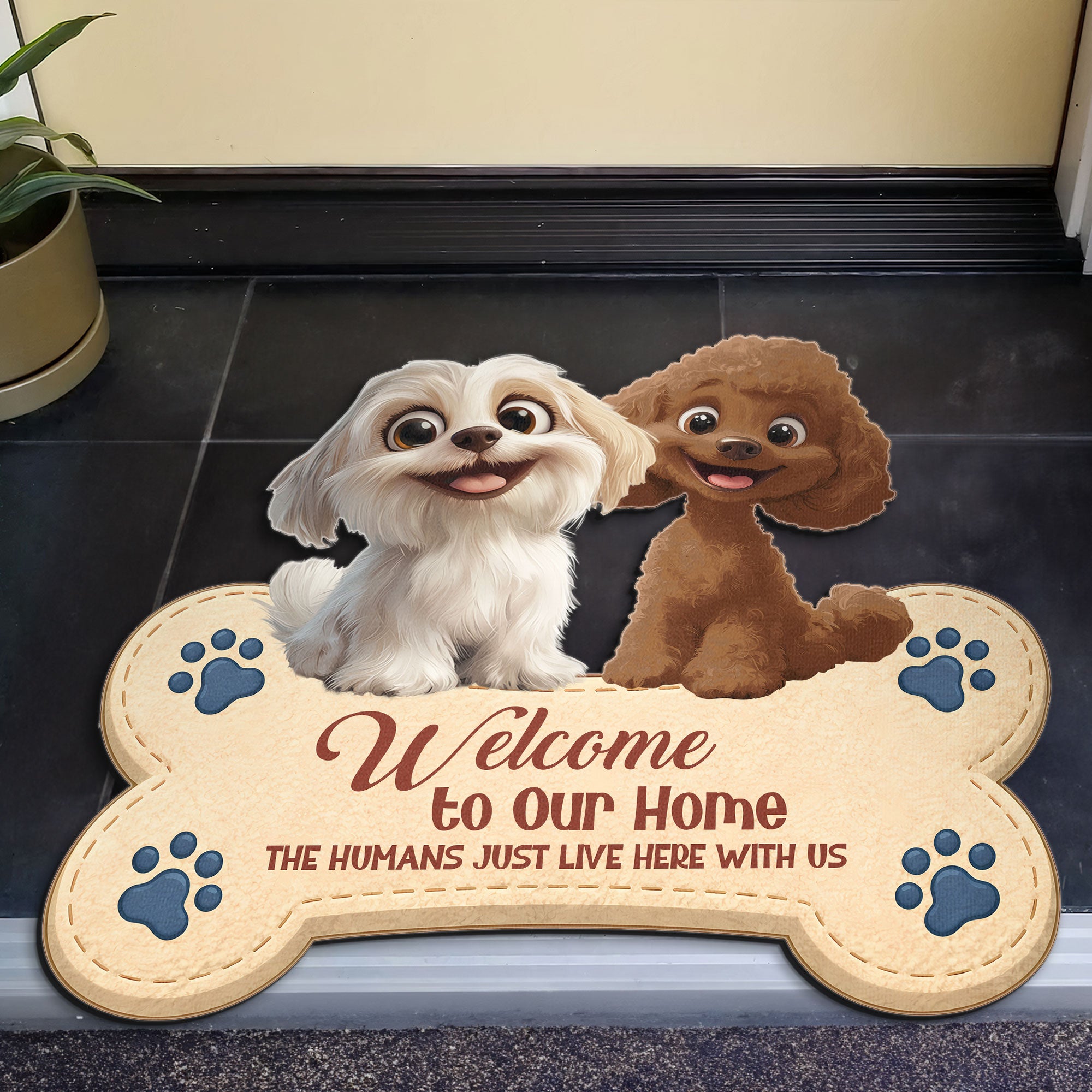 The Humans Just Live Here With Us - Personalized Doormat
