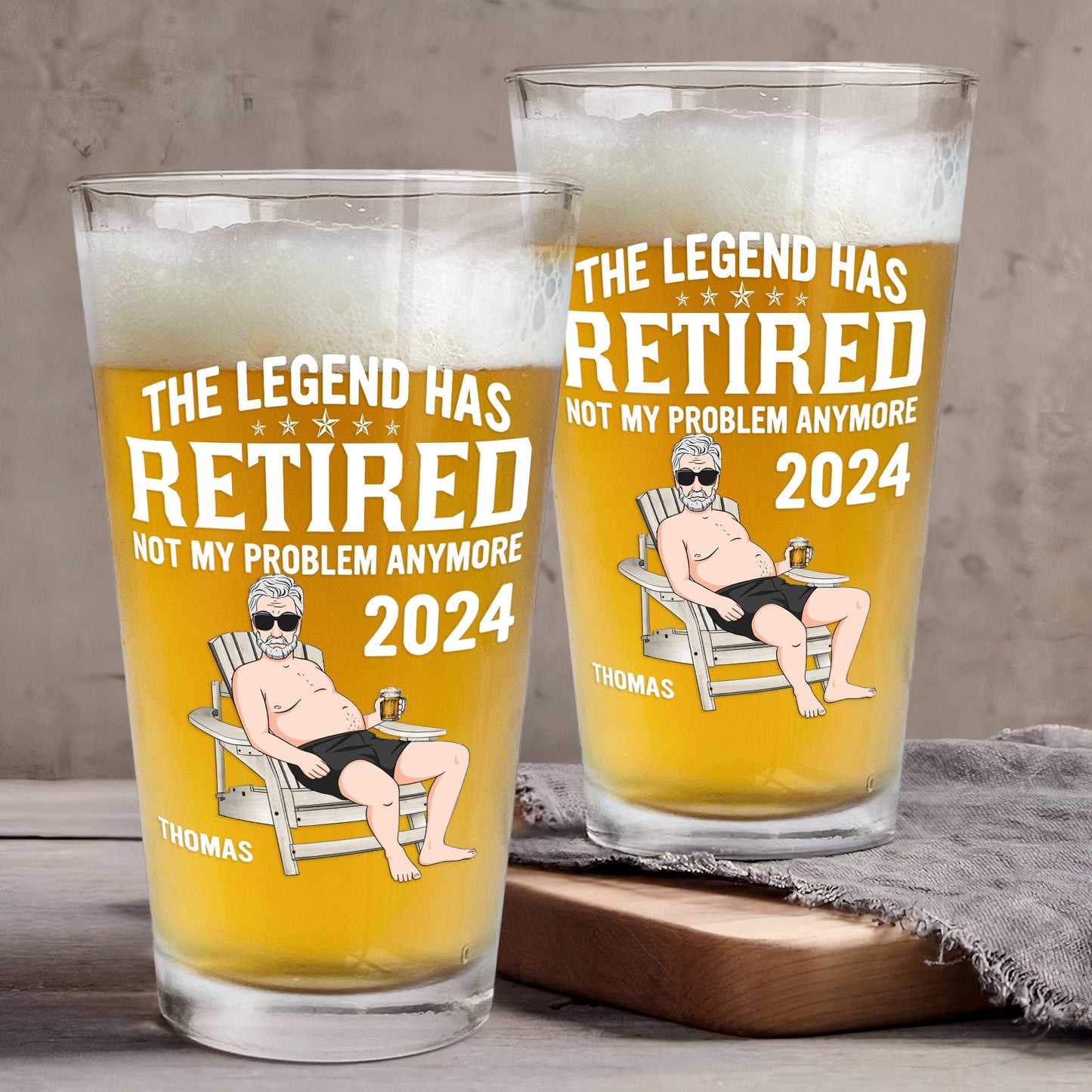 The Legend Has Retired - Personalized Beer Glass