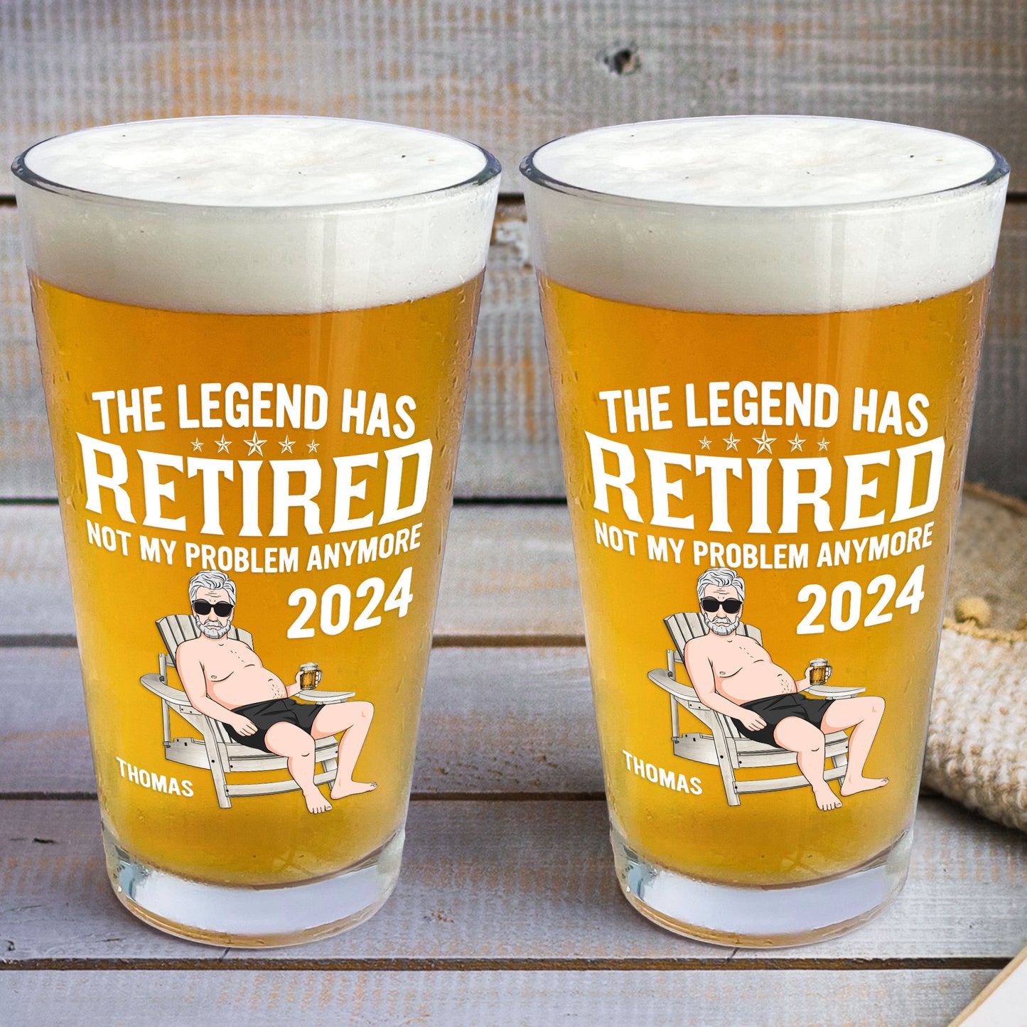 The Legend Has Retired - Personalized Beer Glass