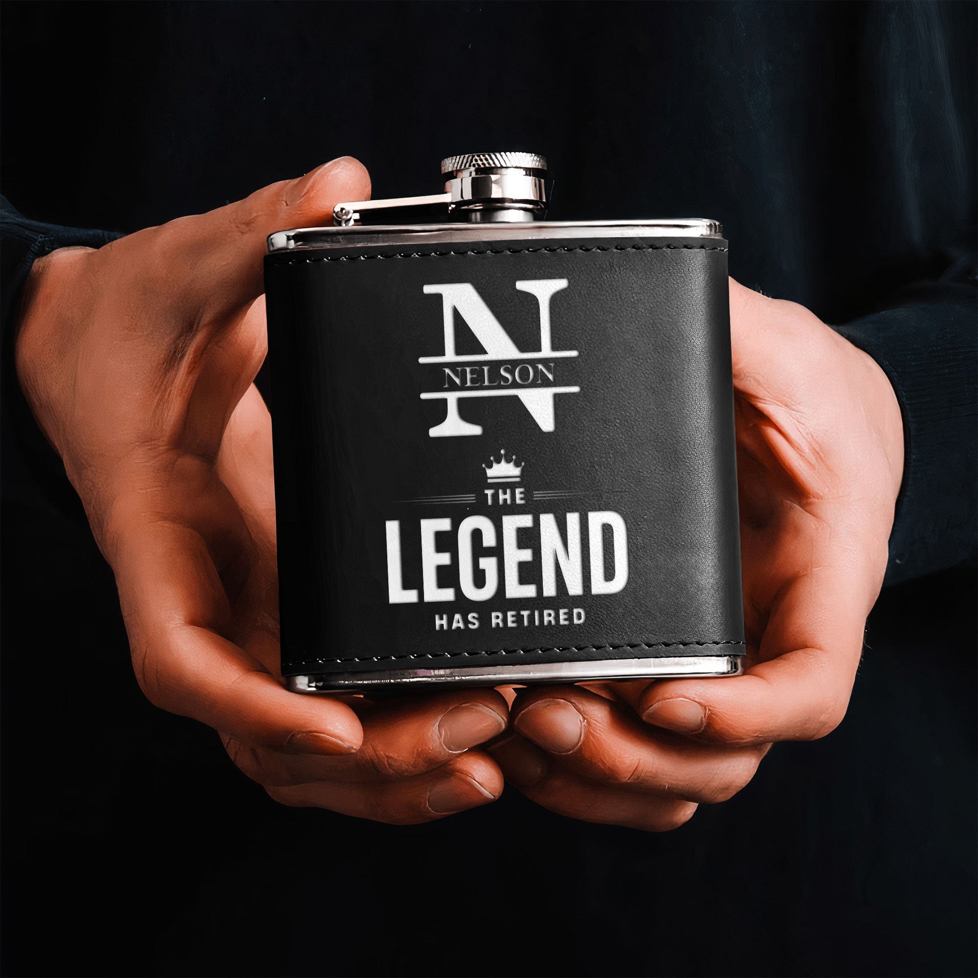 The Legend Has Retired - Personalized Leather Flask