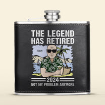 The Legend Has Retired - Personalized Leather Flask