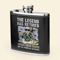 The Legend Has Retired - Personalized Leather Flask