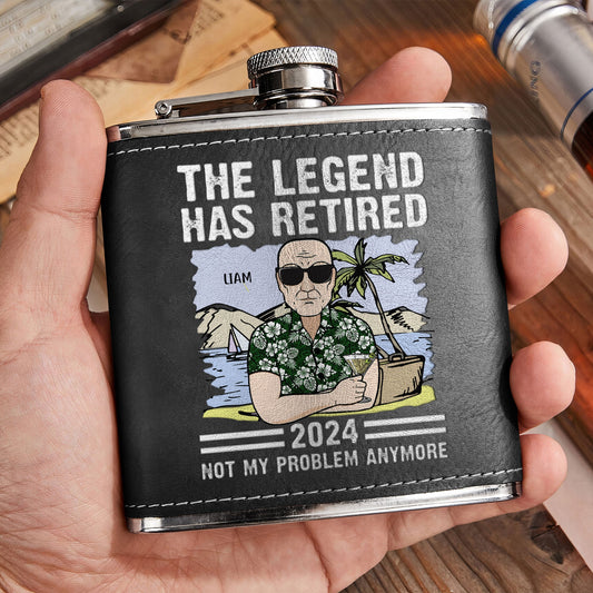 The Legend Has Retired - Personalized Leather Flask