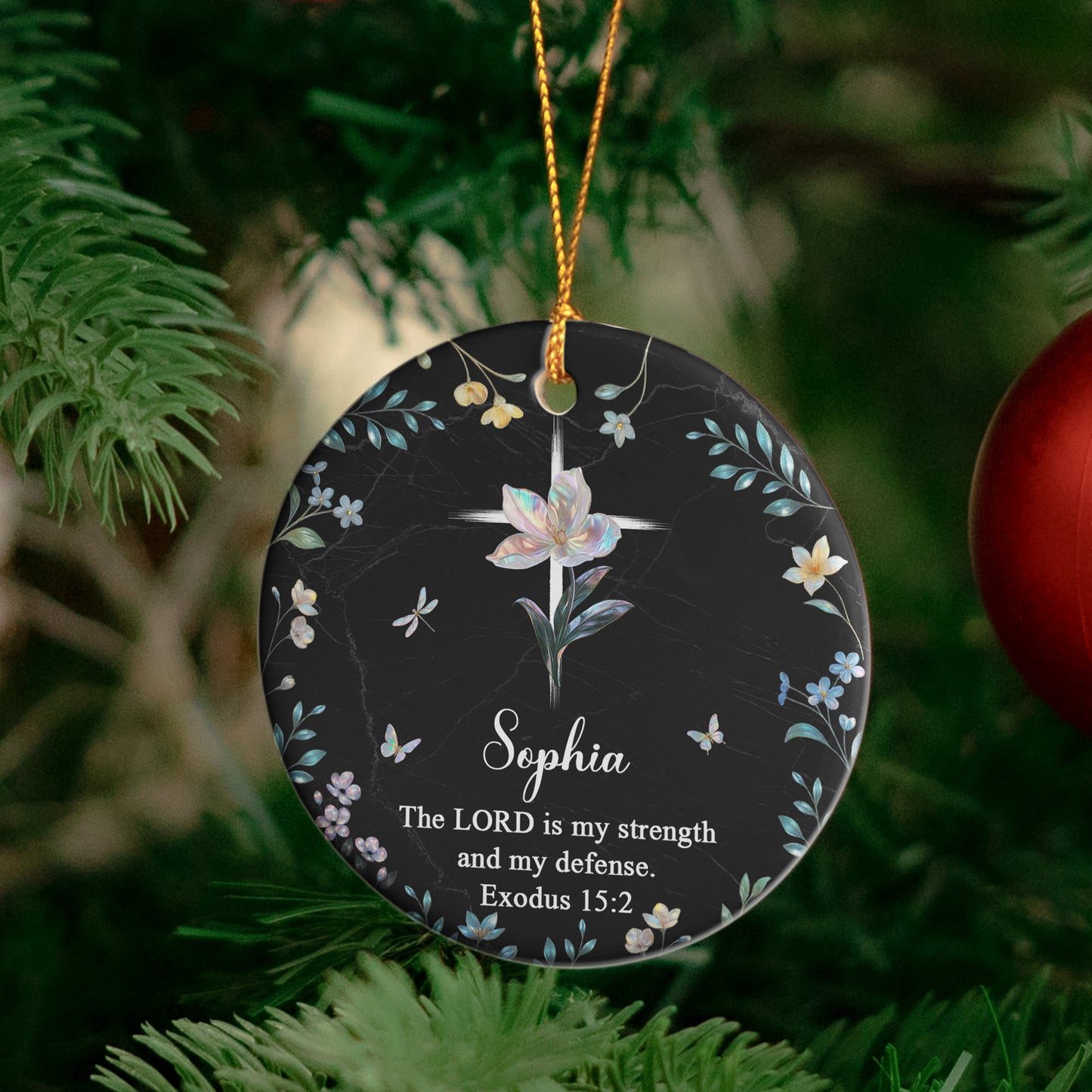 The Lord Is My Strength And My Defense - Personalized Ceramic Ornament