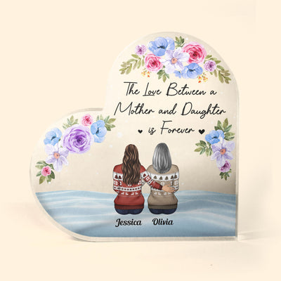 The Love Between A Mother And Children Is Forever - Personalized Heart Shaped Acrylic Plaque