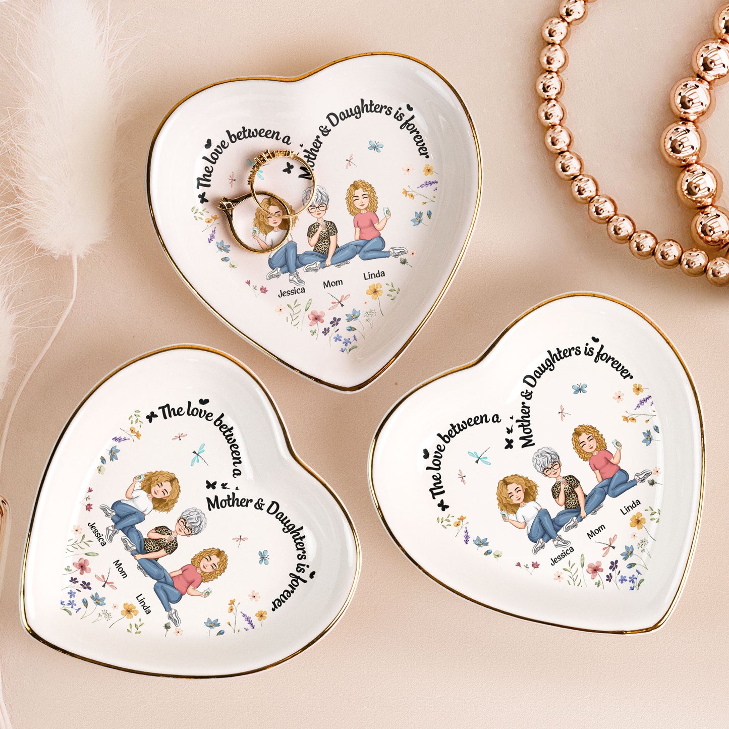 The Love Between A Mother & Daughters Is Forever - Personalized Ring Dish