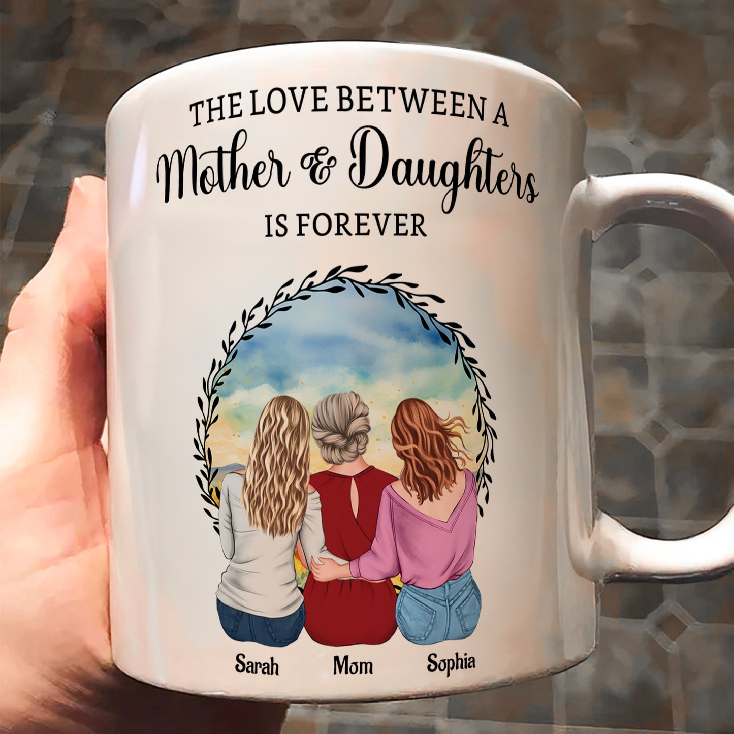 The Love Between A Mother & Daughters - Personalized Mug