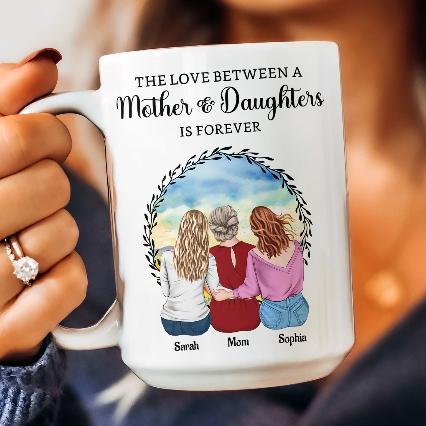 The Love Between A Mother & Daughters - Personalized Mug