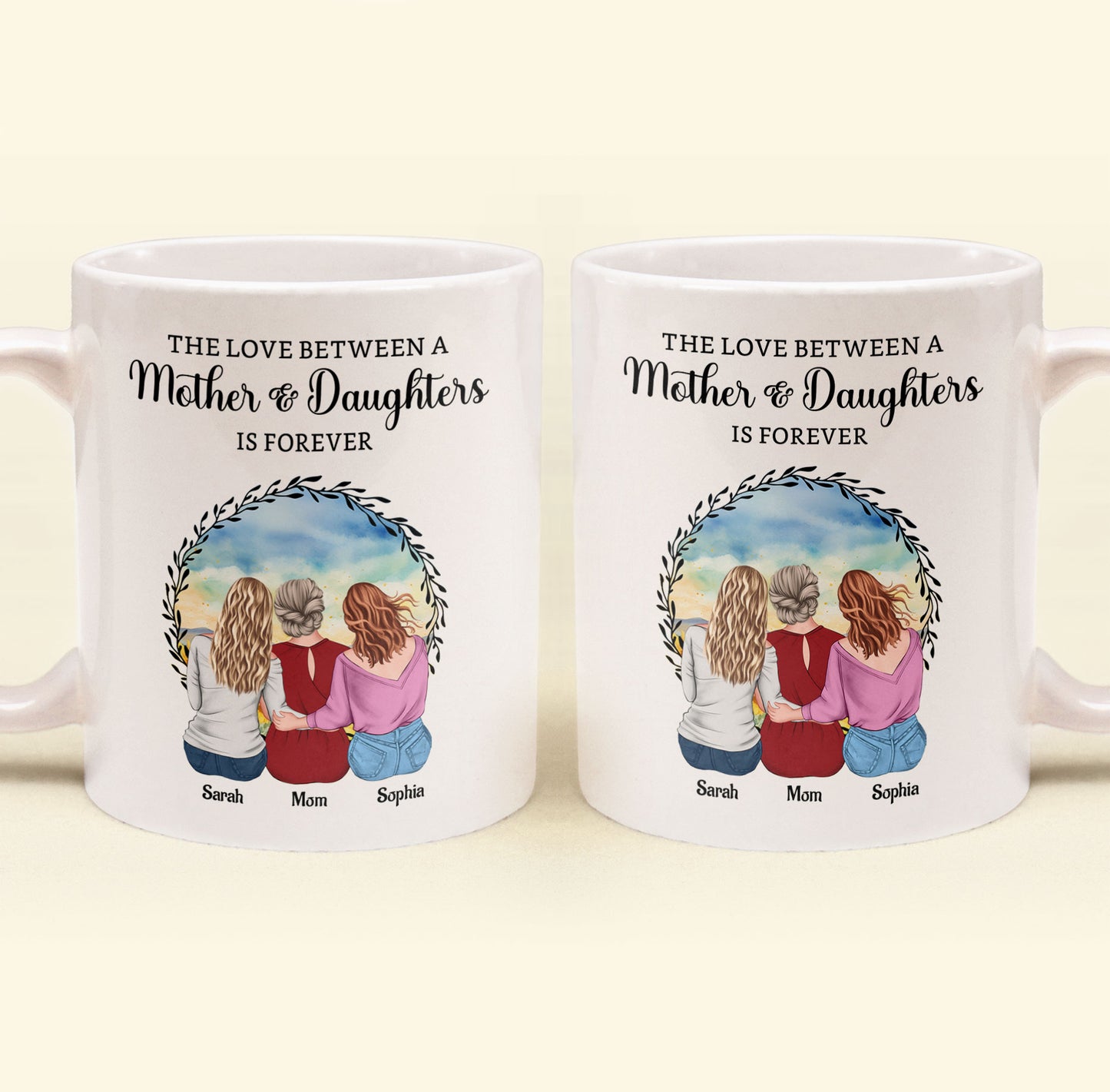 The Love Between A Mother & Daughters - Personalized Mug