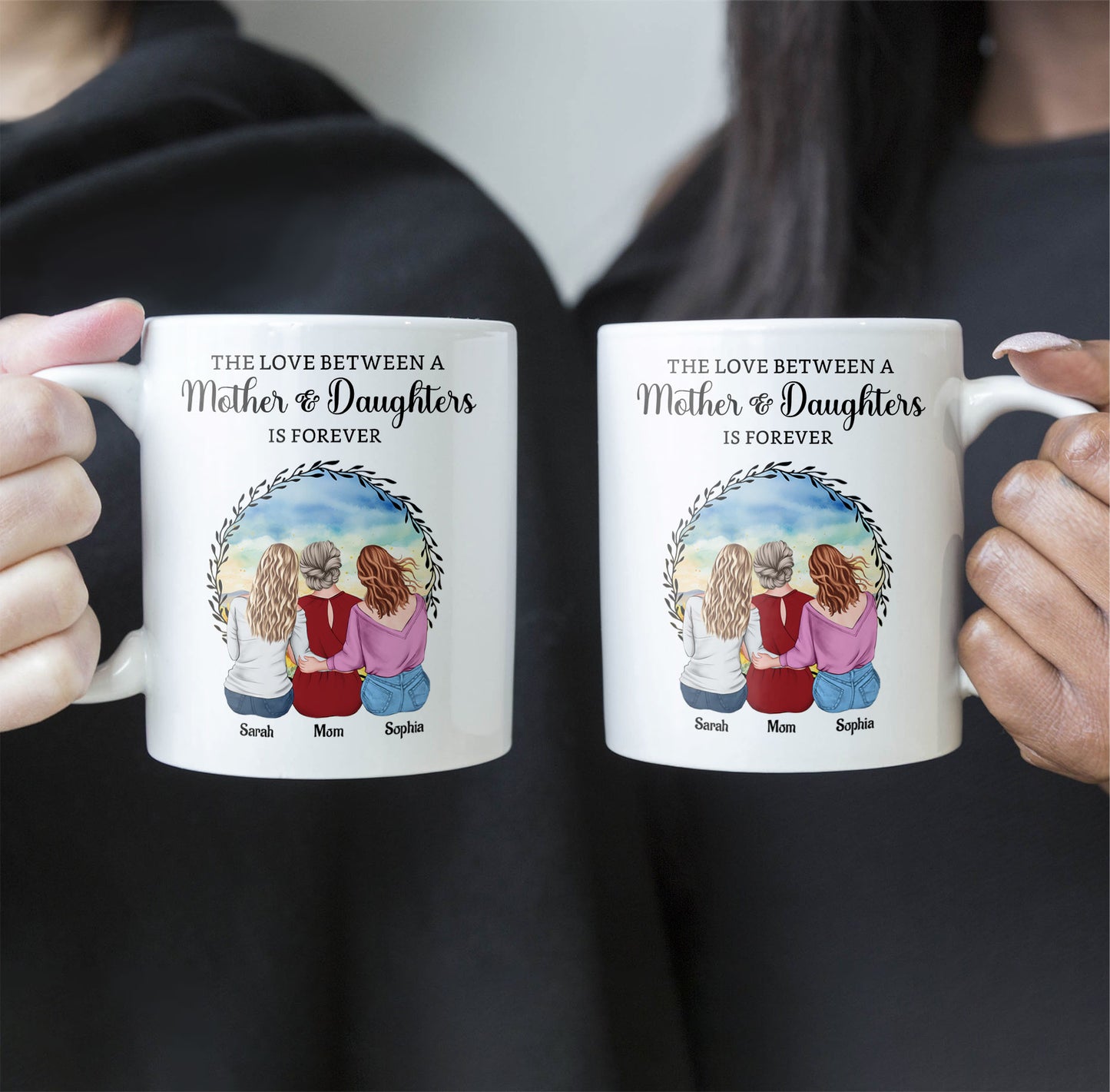 The Love Between A Mother & Daughters - Personalized Mug