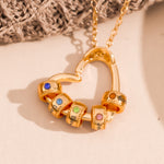 The Love Between A Mother & Sons- Personalized Birthstone Name Necklace With Heart Pendant