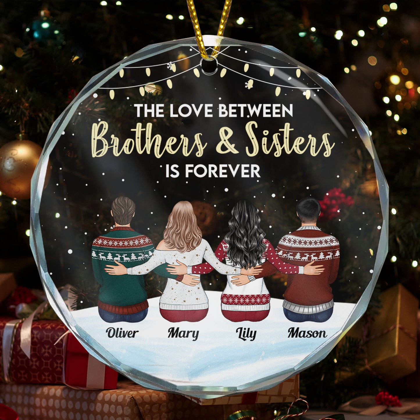 The Love Between Brother And Sister - Personalized Glass Ornament