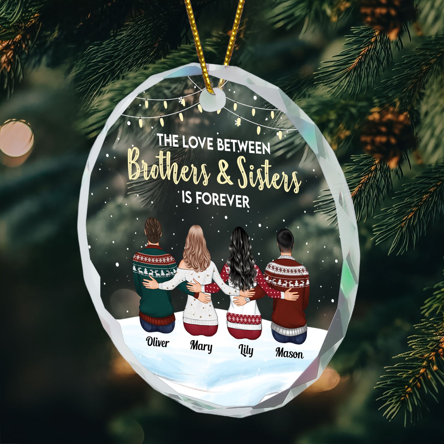 The Love Between Brother And Sister - Personalized Glass Ornament