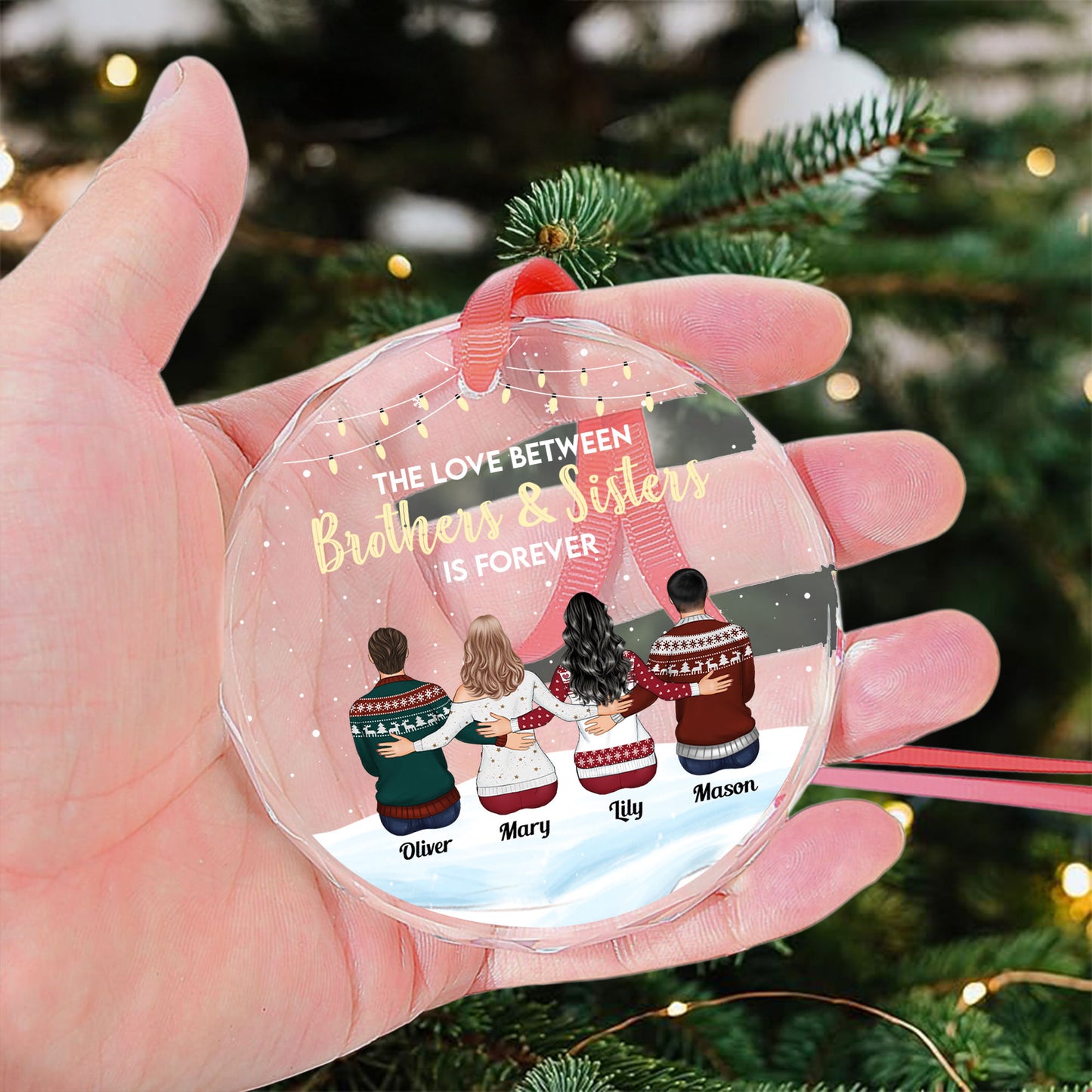 The Love Between Brother And Sister - Personalized Glass Ornament