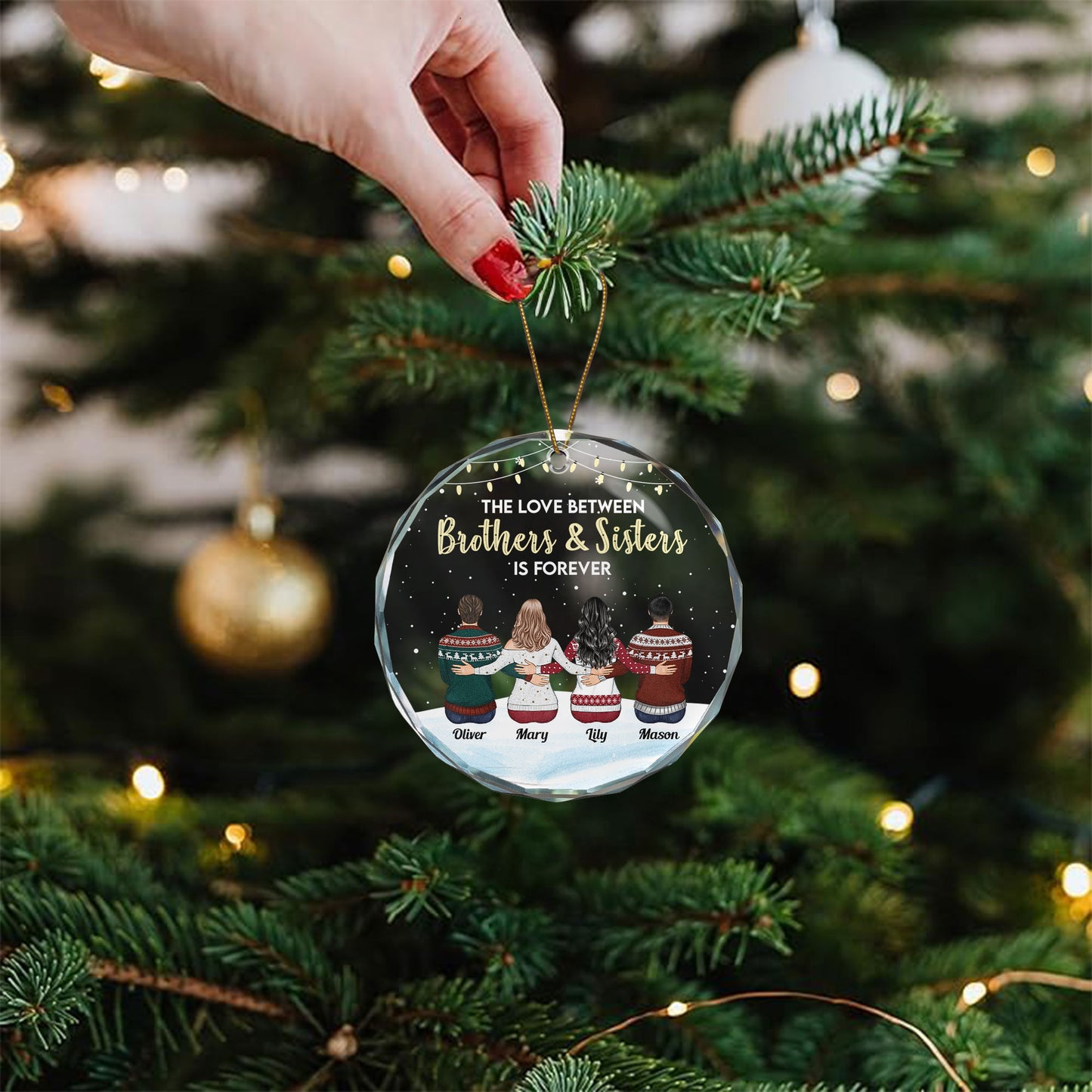 The Love Between Brother And Sister - Personalized Glass Ornament