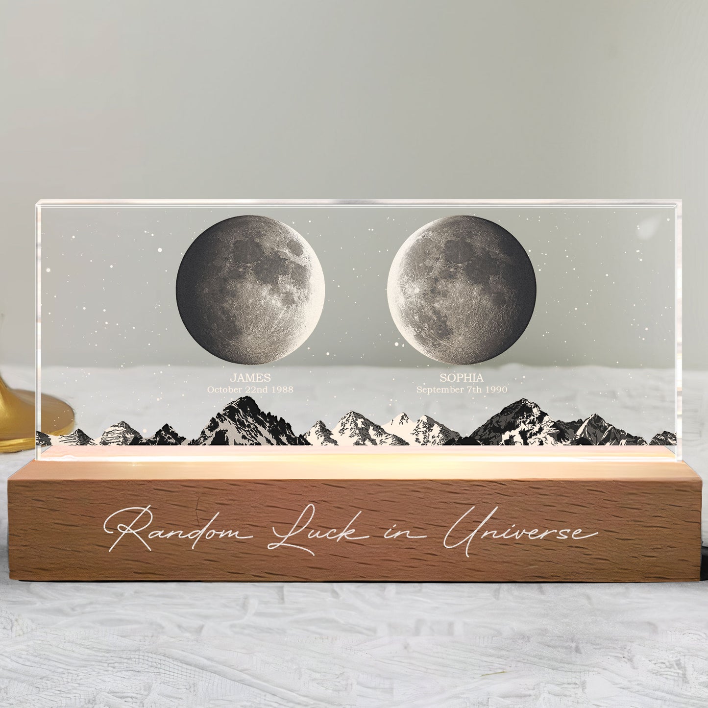 Random Luck In Universe Custom Moon Phases - Personalized LED Night Light