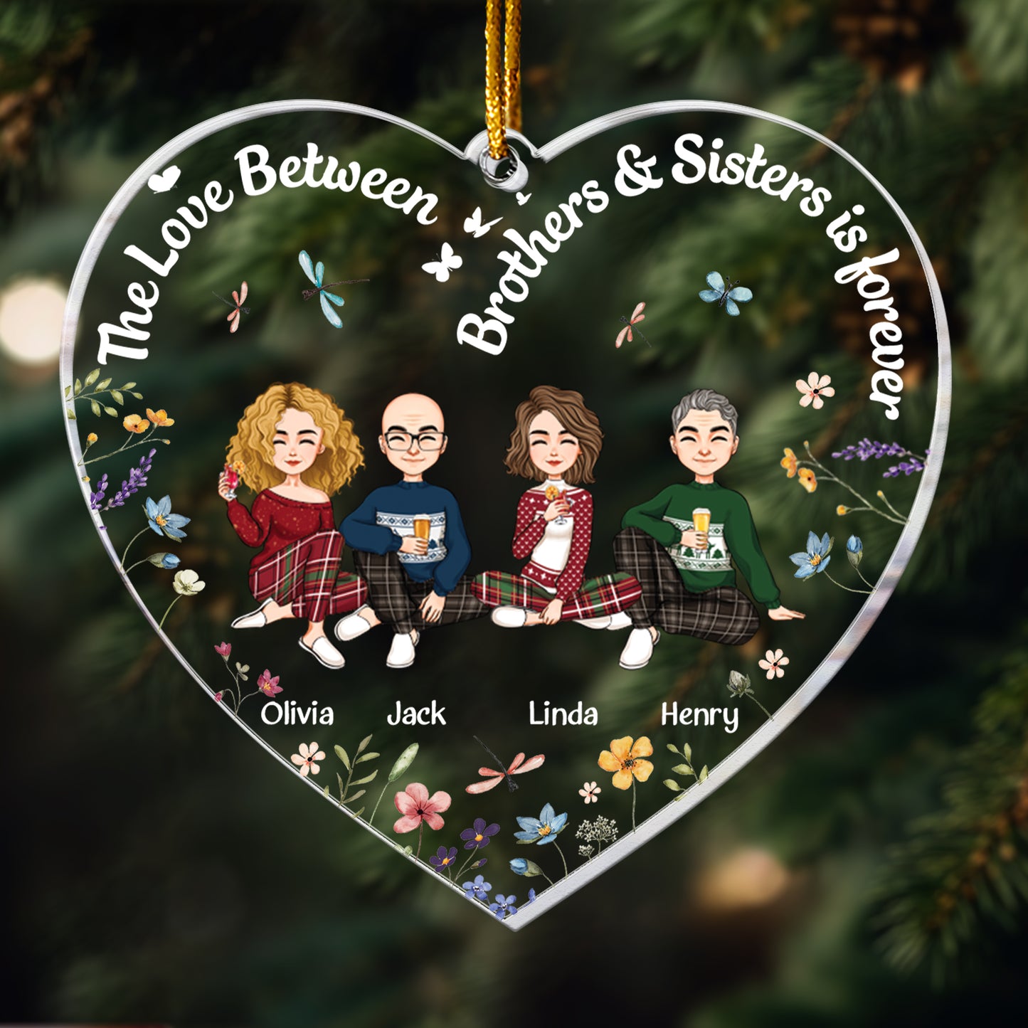 Siblings Gift The Love Between Brothers & Sisters Is Forever - Personalized Acrylic Ornament