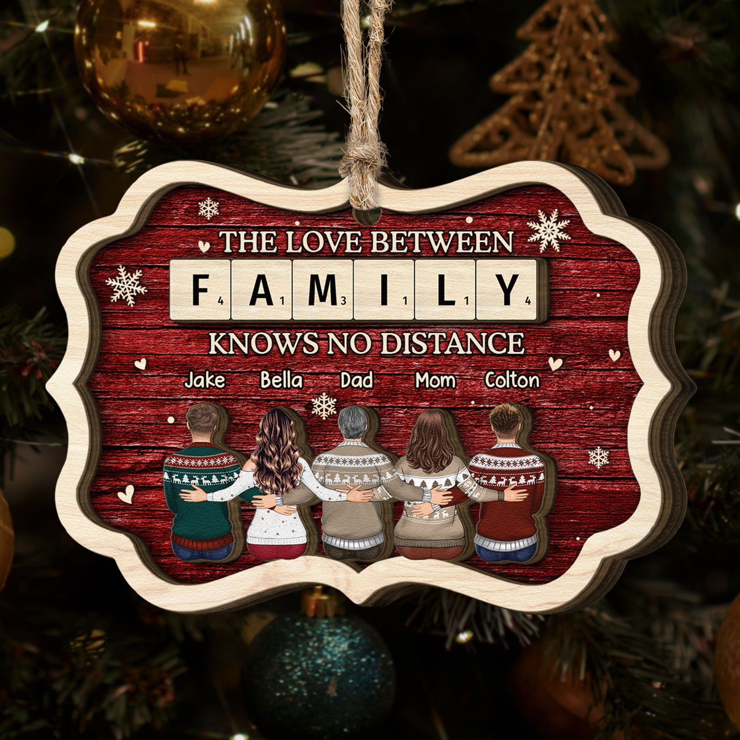 The Love Between Family Christmas - Personalized Wooden Ornament