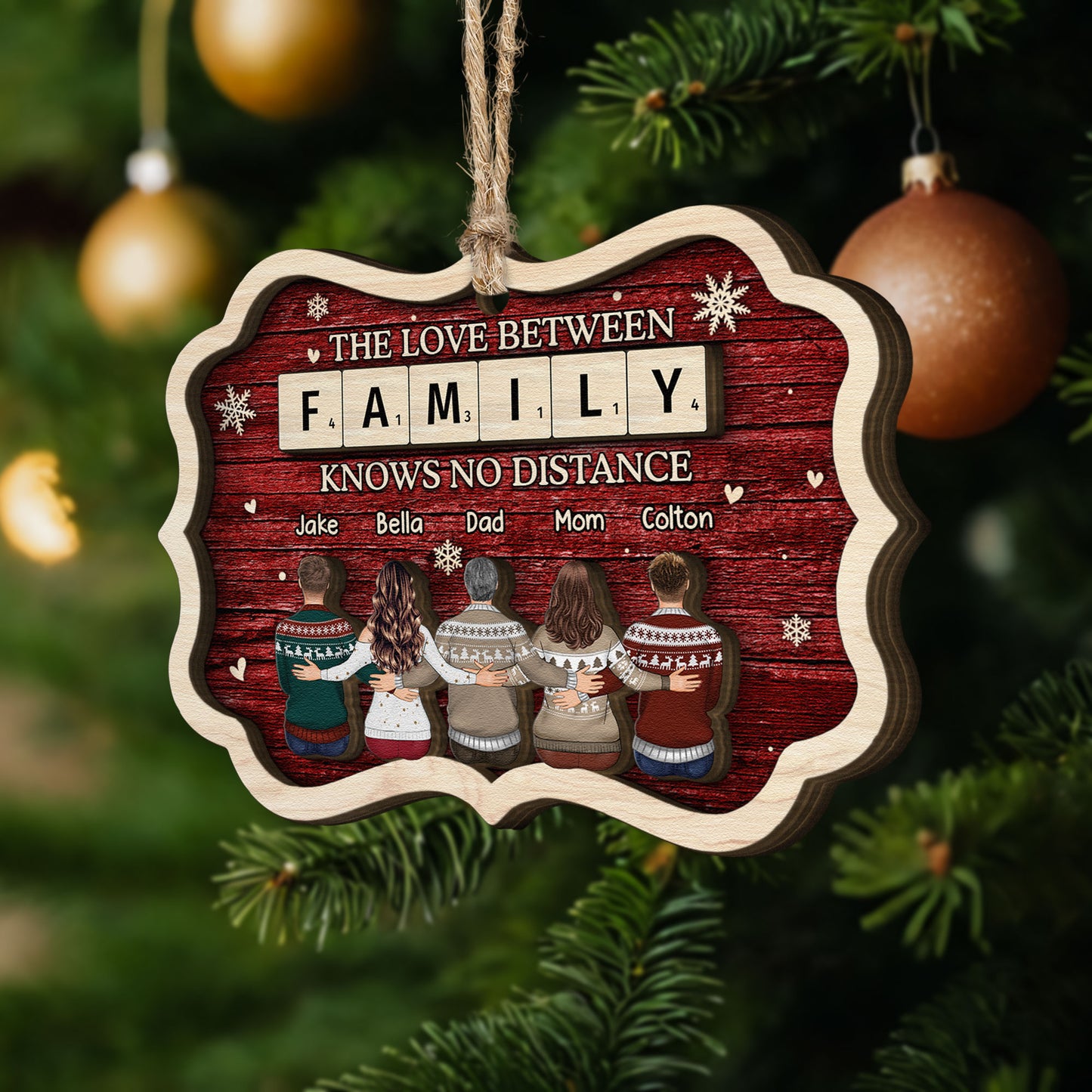 The Love Between Family Christmas - Personalized Wooden Ornament