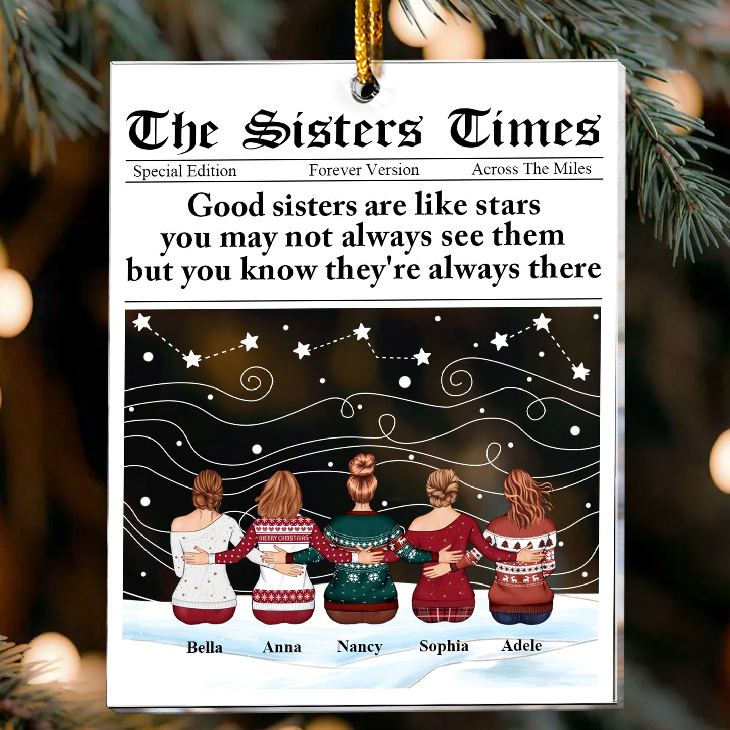 Christmas Family, Sisters, Siblings Together - Personalized Acrylic Ornament