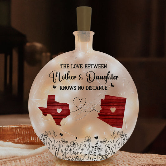 The Love Between Mother And Daughter - Personalized Round Flat Bottle Light