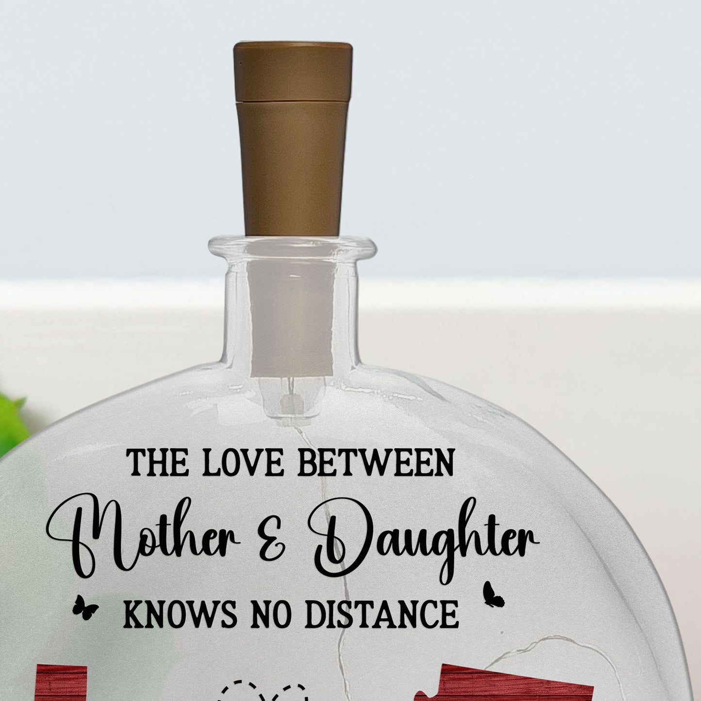 The Love Between Mother And Daughter - Personalized Round Flat Bottle Light