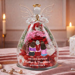 The Love Between Mother & Daughters Is Forever - Personalized Flower In Glass Angel Figurines