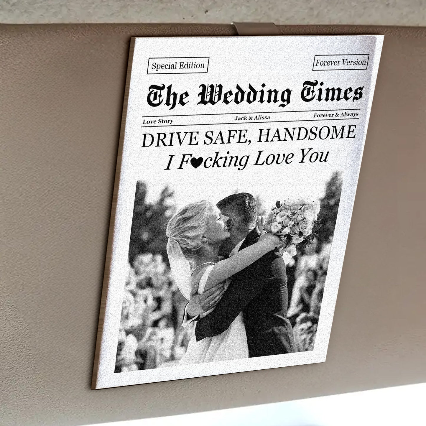 The Love Times Newspaper Drive Safe For Husband, Daddy, Family - Personalized Car Visor Clip