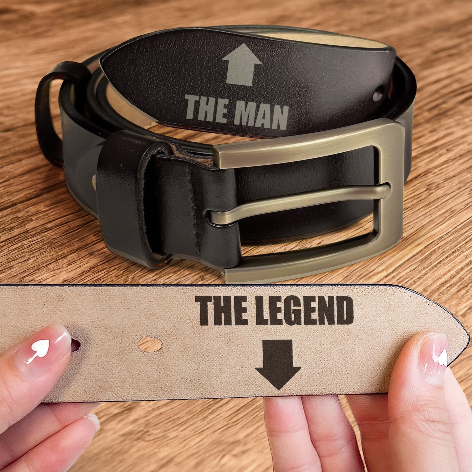 Father's Day Gifts, The Man The Legend Funny Gift For Husband BF - Engraved Leather Belt