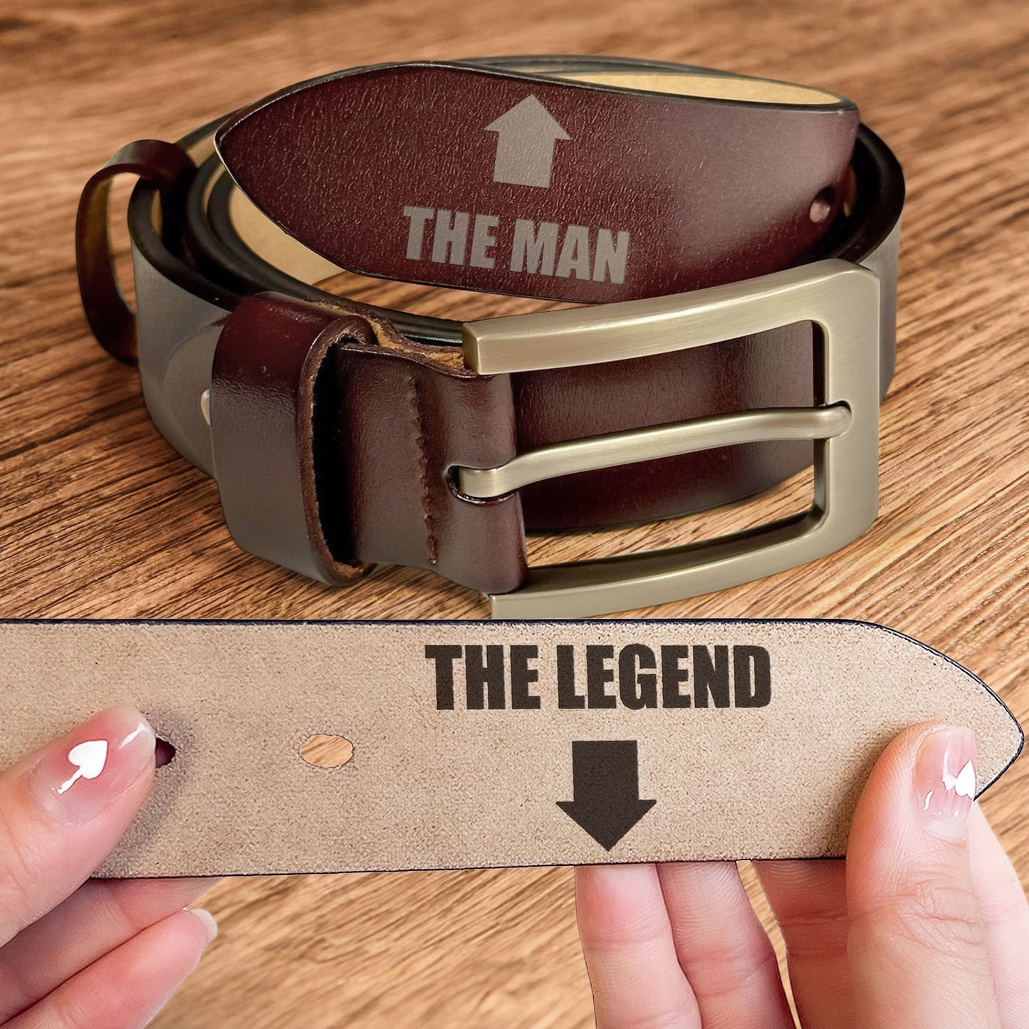 The Man The Legend Funny Gift For Husband BF - Engraved Leather Belt