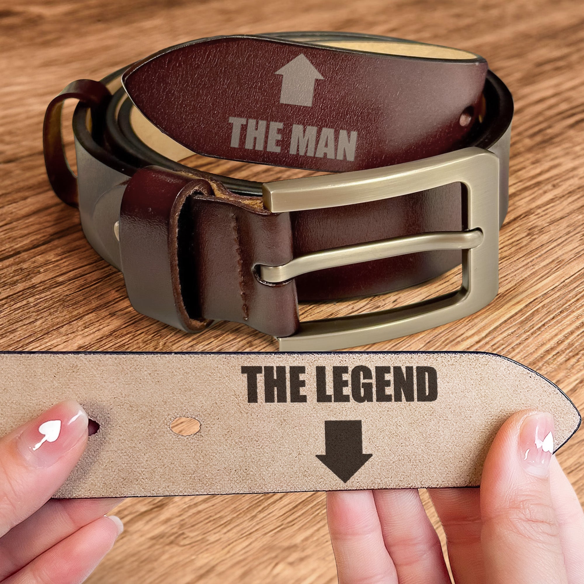 Father's Day Gifts, The Man The Legend Funny Gift For Husband BF - Engraved Leather Belt