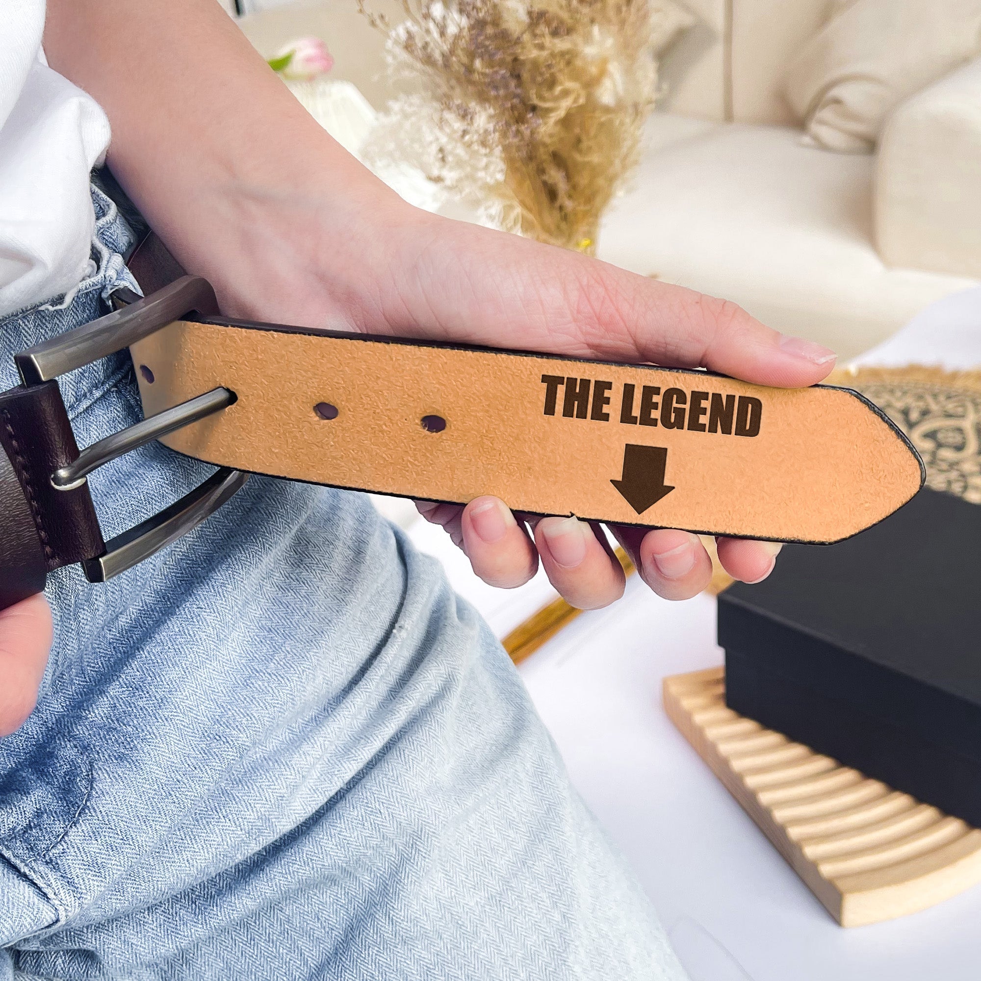 Father's Day Gifts, The Man The Legend Funny Gift For Husband BF - Engraved Leather Belt