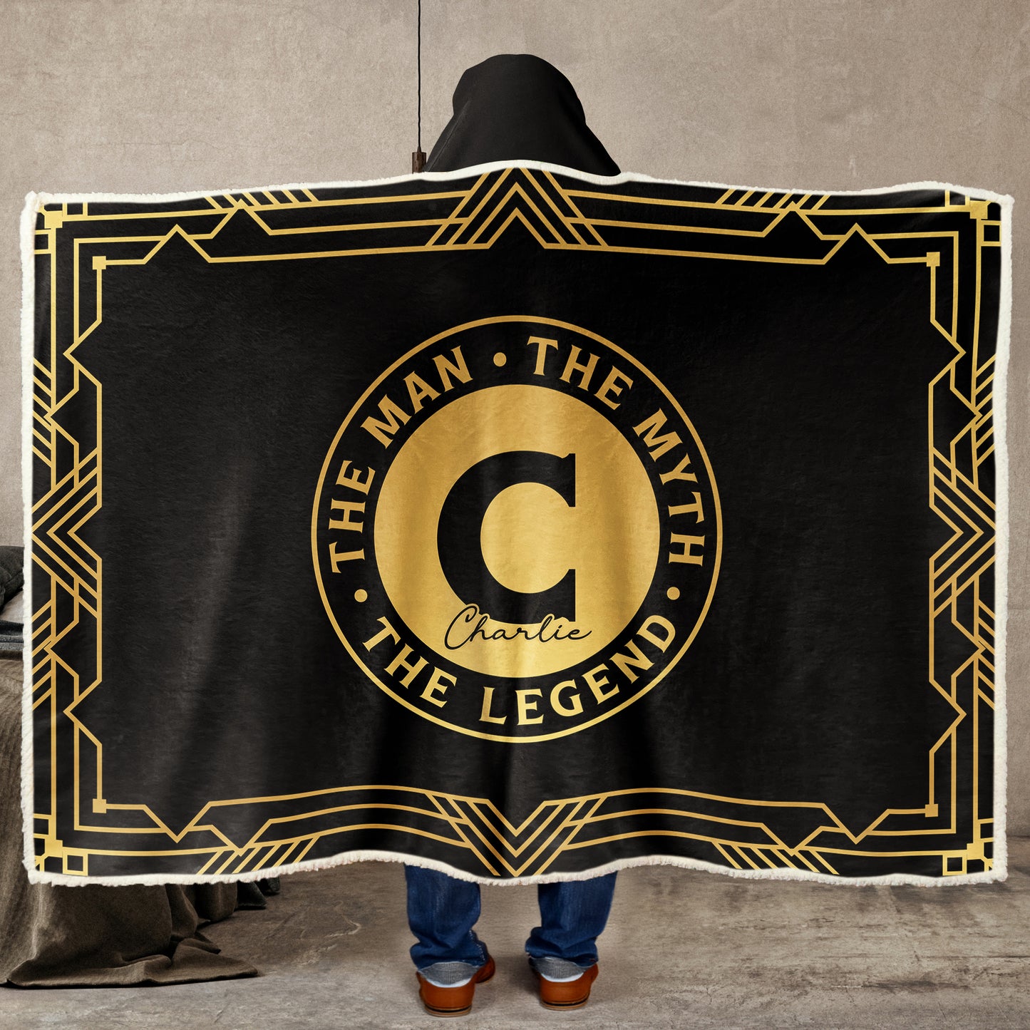 The Man The Myth The Legend Initial - Personalized Wearable Blanket Hoodie