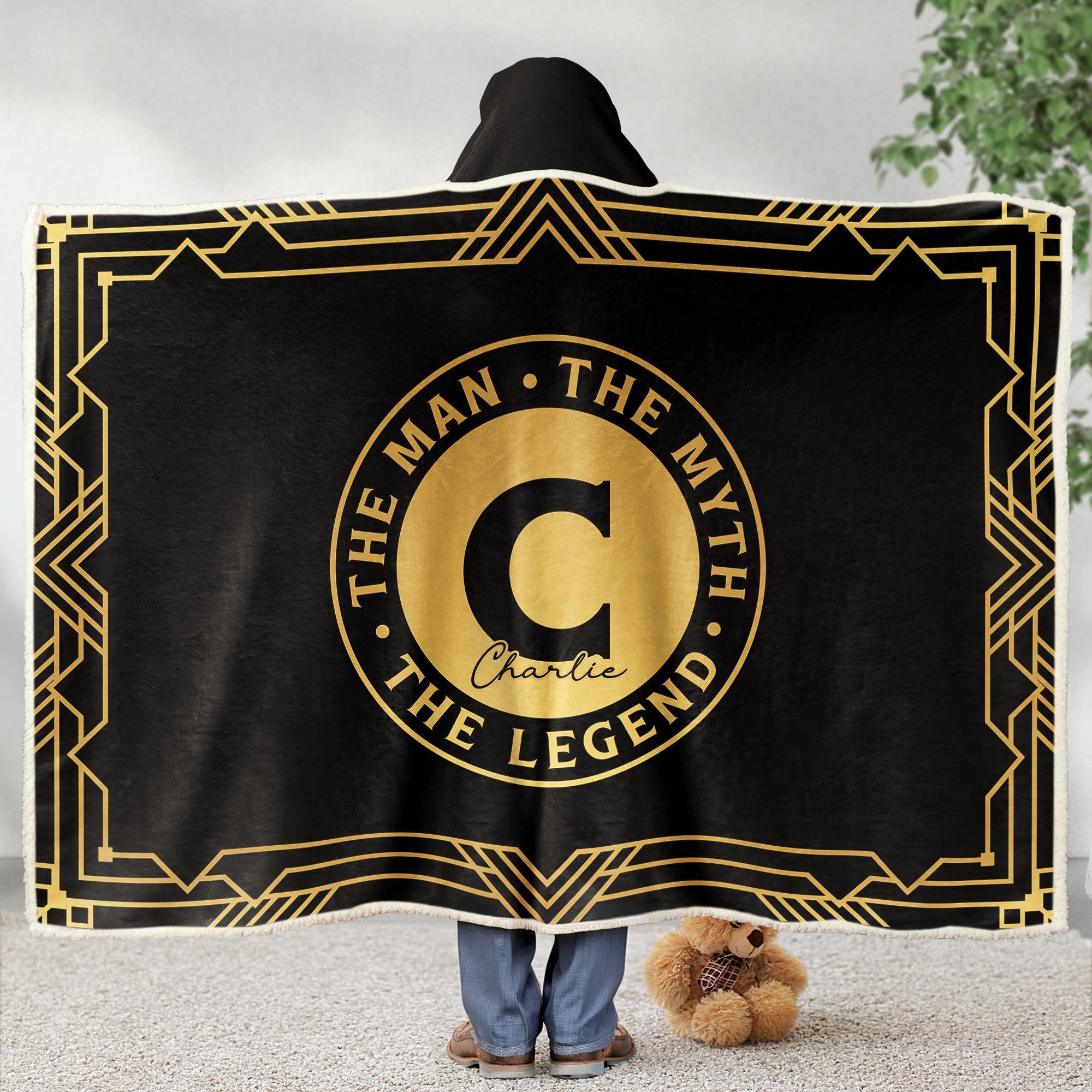 The Man The Myth The Legend Initial - Personalized Wearable Blanket Hoodie
