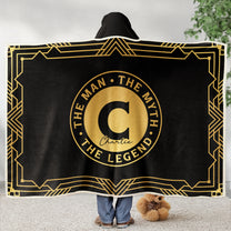 The Man The Myth The Legend Initial - Personalized Wearable Blanket Hoodie