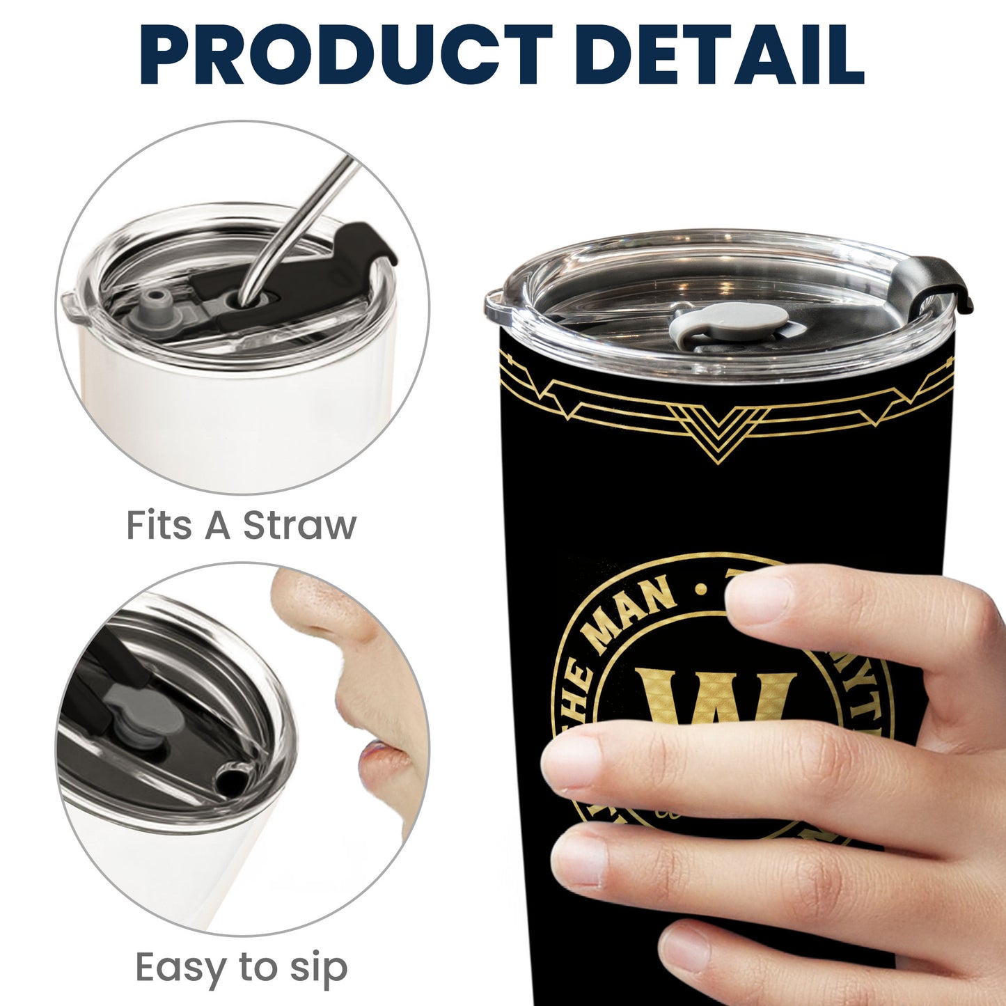 The Man The Myth The Legend Monogram - Personalized Tumbler Cup