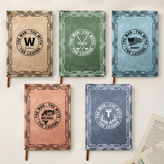 The Man The Myth The Legend Monogram - Personalized Leather Journal