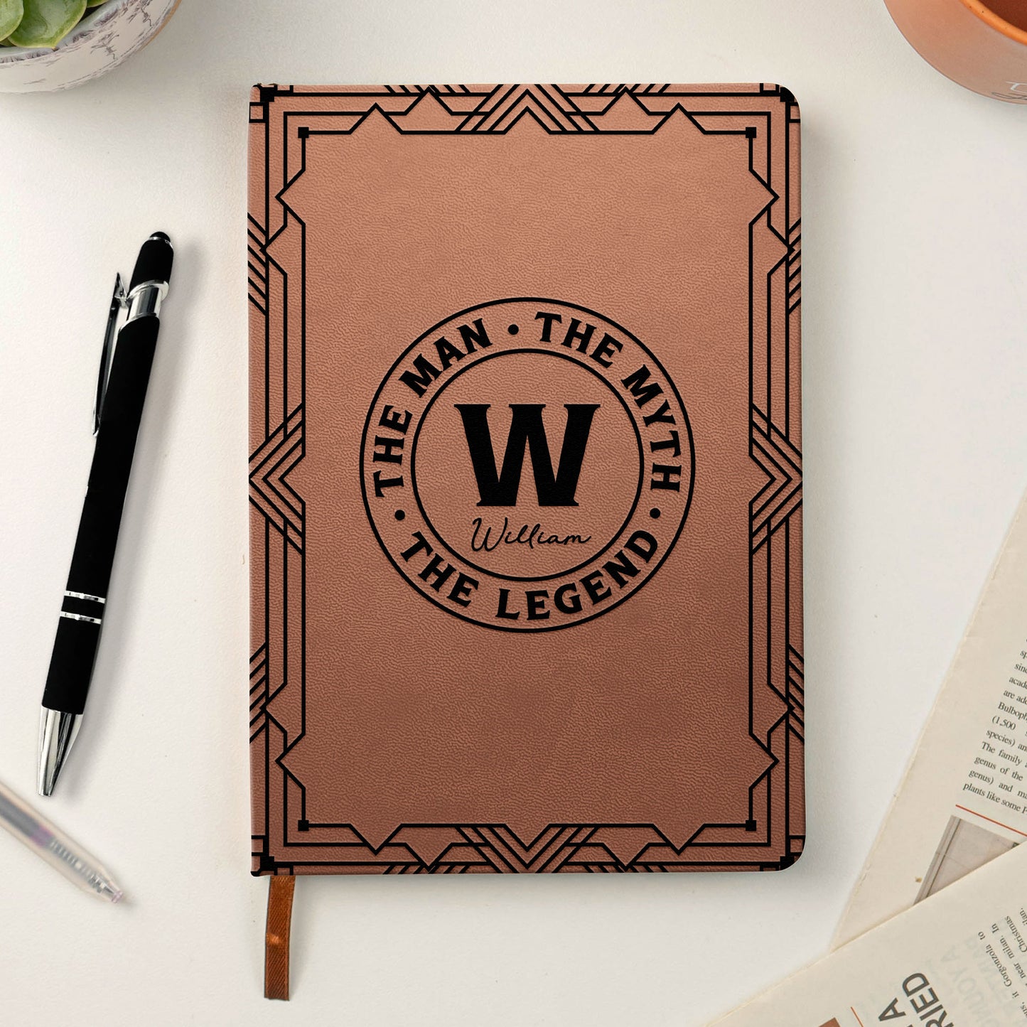 The Man The Myth The Legend Monogram - Personalized Leather Journal