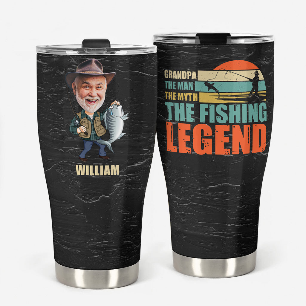 The Man, The Myth, The Fishing Legend - Personalized Photo 30oz Curved Tumbler