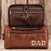 Father's Day Gifts, The Man, The Myth, The Legend Custom For Dad, Grandpa - Personalized Leather Toiletry Bag