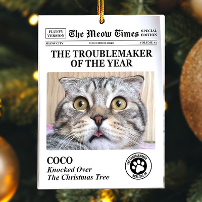 The Dog Times, The Meow Times - Troublemaker Of The Year - Personalized Acrylic Photo Ornament