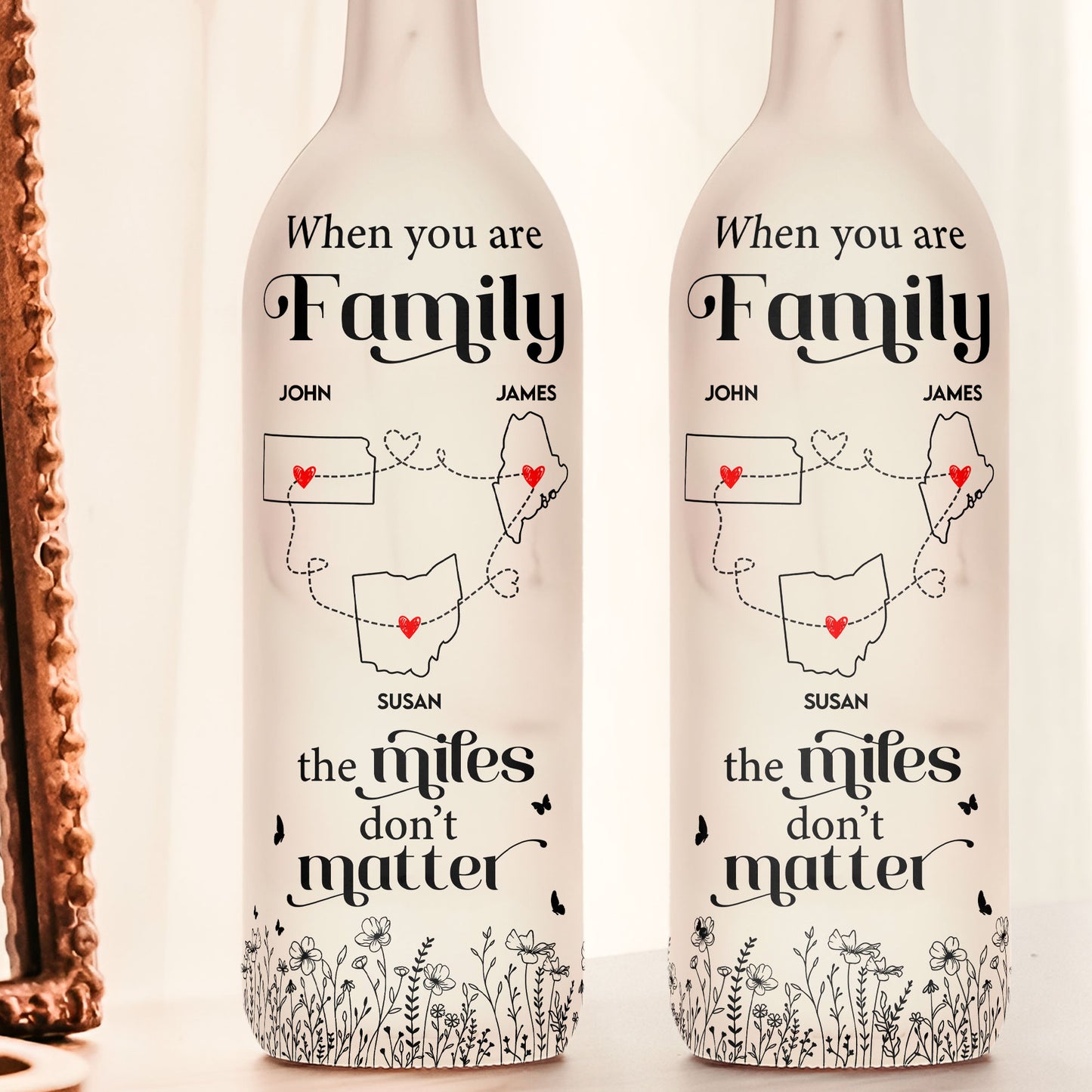 The Miles Don't Matter - Personalized Bottle Lamp