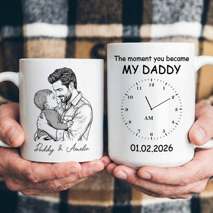 The Moment You Became My Dad Sketch Line Art Father's Day Gift For Dad, Husband - Personalized Mug
