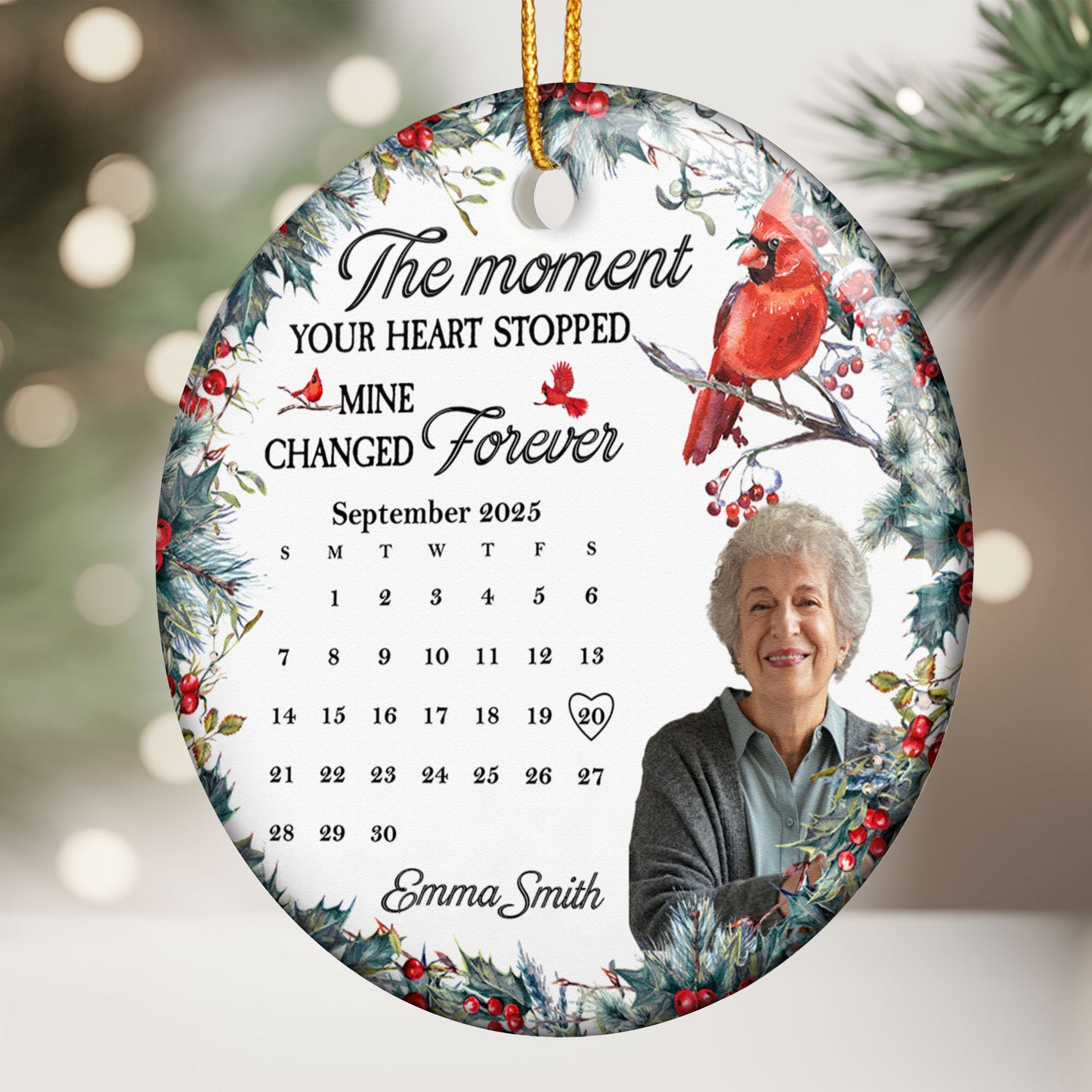The Moment Your Heart Stopped Memorial Ornament - Personalized Ceramic Photo Ornament