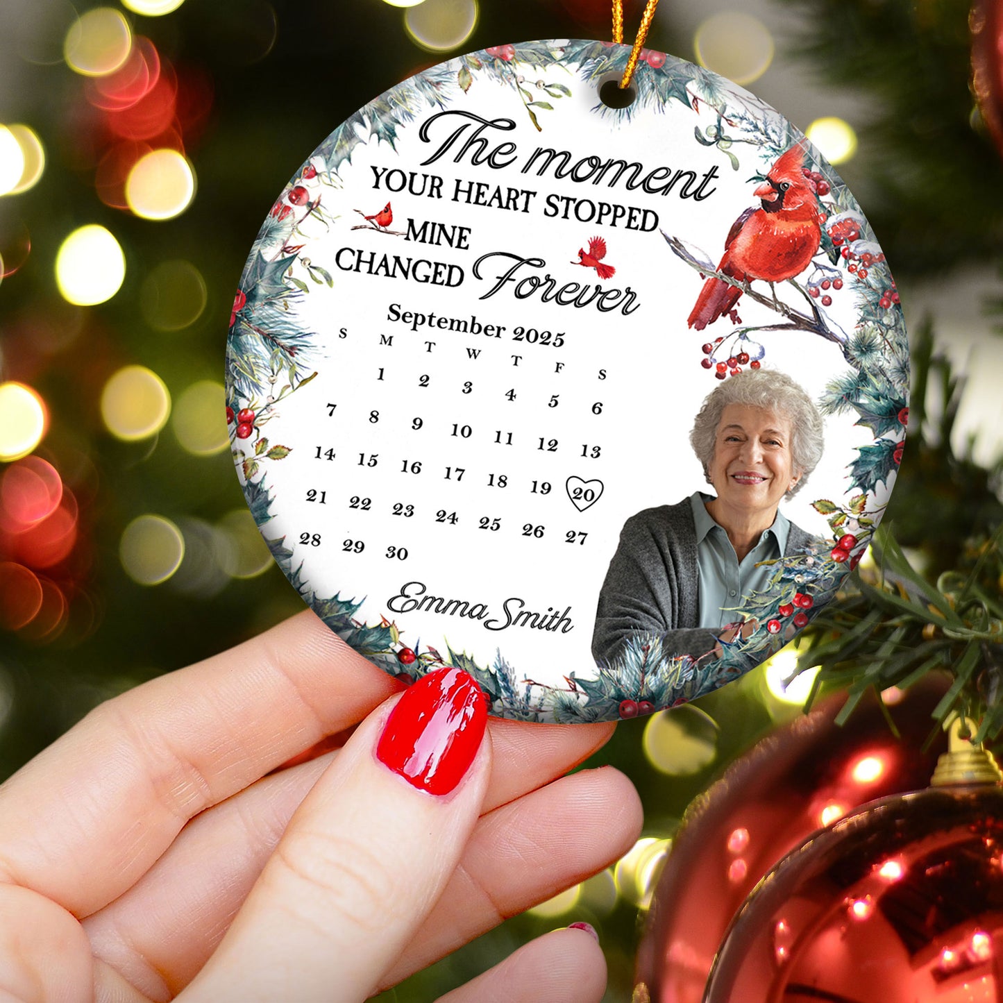 The Moment Your Heart Stopped Memorial Ornament - Personalized Ceramic Photo Ornament